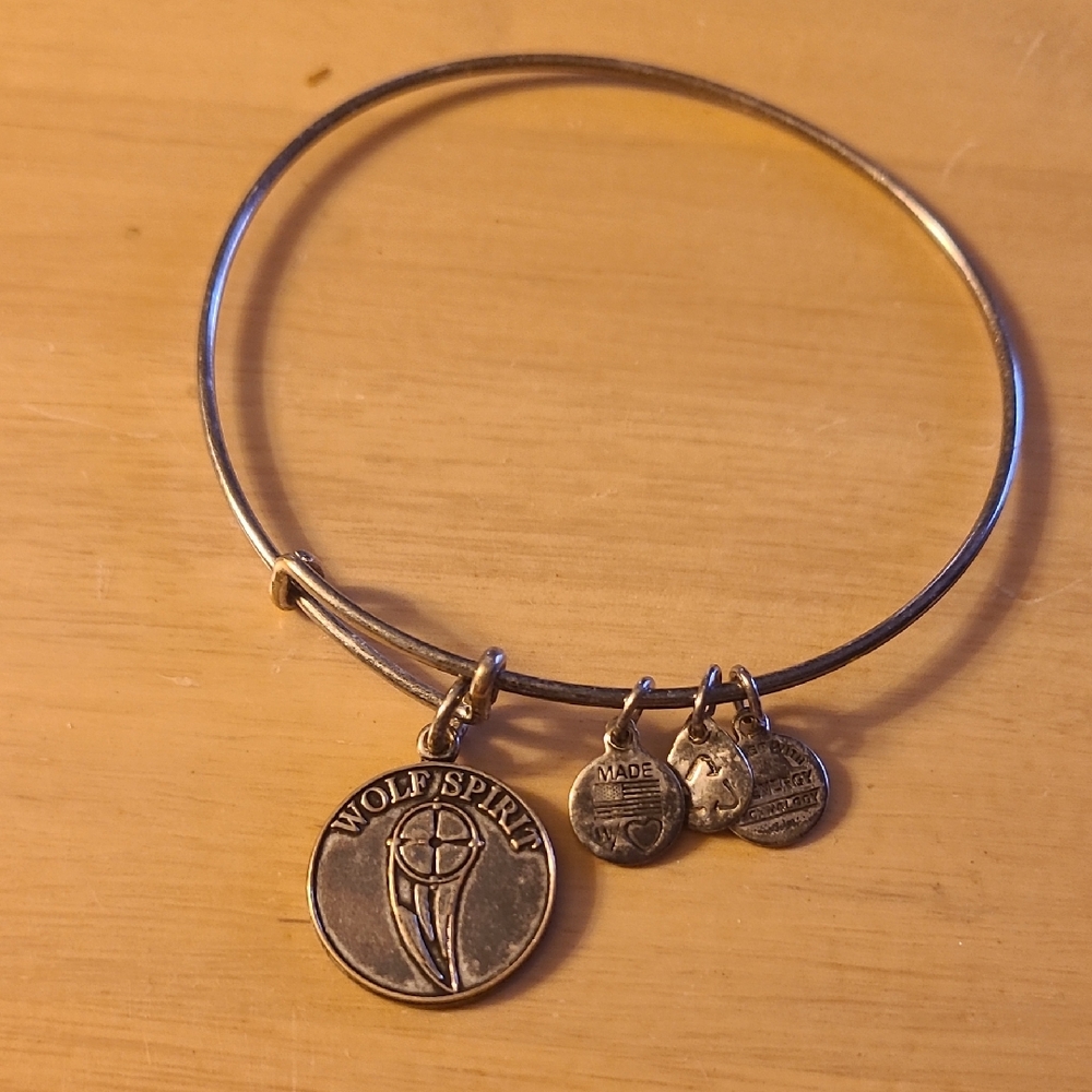 Alex and Ani Silver Wolf Spirit Charm Bracelet